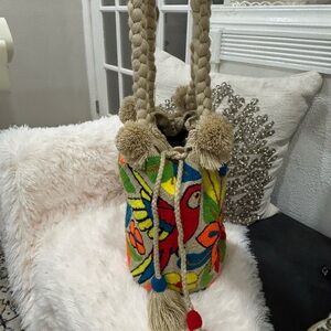Colorful Woven Bucket Bag